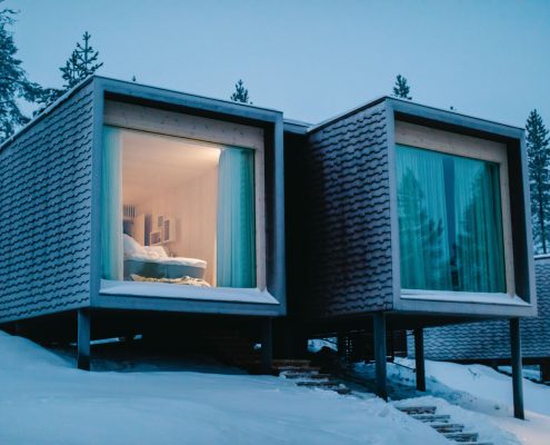 arctic treehouse, finland, hotel, northern lights